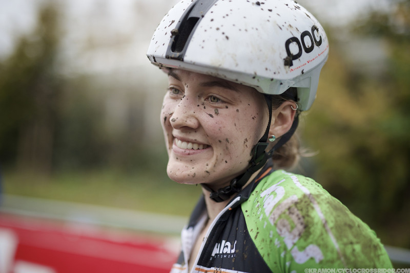 Elle Anderson (USA/Kalas-NNOF) still smiling post-race Superprestige Gavere 2014