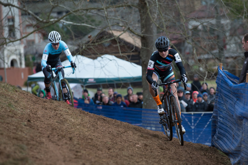 Elle Anderson moved to the front of the elite women's field on the first lap.
