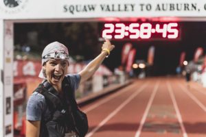 Stephanie Case after scraping under the 24 hour mark at the Western States 100. Photo by Matt Trappe.
